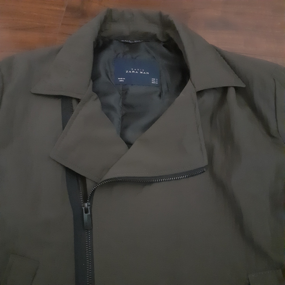 Zara Man Basic Jacket Coat Size S Asymmetrical Br… - image 4